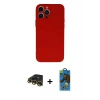 MARSİLYAN™- iPhone 13 Pro Max Kılıf Ahenk Serisi - Siyah 18D Cam Ekran Koruyucu + Raze Metal Kamera Lens - GD