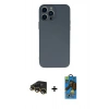 MARSİLYAN™- iPhone 13 Pro Max Kılıf Ahenk Serisi - Siyah 18D Cam Ekran Koruyucu + Raze Metal Kamera Lens - GD