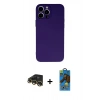 MARSİLYAN™- iPhone 13 Pro Max Kılıf Ahenk Serisi - Siyah 18D Cam Ekran Koruyucu + Raze Metal Kamera Lens - GD