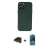 MARSİLYAN™- iPhone 13 Pro Max Kılıf Ahenk Serisi - Siyah 18D Cam Ekran Koruyucu + Raze Metal Kamera Lens - GD