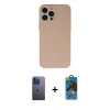 MARSİLYAN™- iPhone 13 Pro Max Kılıf Ahenk Serisi - Siyah 18D Cam Ekran Koruyucu + Neon Fosforlu Kamera Lens - MI