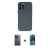 MARSİLYAN™- iPhone 13 Pro Max Kılıf Ahenk Serisi - Siyah 18D Cam Ekran Koruyucu + Neon Fosforlu Kamera Lens - MI