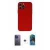 MARSİLYAN™- iPhone 13 Pro Max Kılıf Ahenk Serisi - Siyah 18D Cam Ekran Koruyucu + Neon Fosforlu Kamera Lens - MI