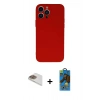 MARSİLYAN™- iPhone 13 Pro Max Kılıf Ahenk Serisi - Siyah 18D Cam Ekran Koruyucu + Pers Alüminyum Kamera Lens - GD