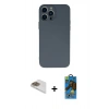 MARSİLYAN™- iPhone 13 Pro Max Kılıf Ahenk Serisi - Siyah 18D Cam Ekran Koruyucu + Pers Alüminyum Kamera Lens - GD
