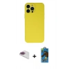 MARSİLYAN™- iPhone 13 Pro Max Kılıf Ahenk Serisi - Siyah 18D Cam Ekran Koruyucu + Pers Alüminyum Kamera Lens - GI