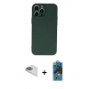 MARSİLYAN™- iPhone 13 Pro Max Kılıf Ahenk Serisi - Siyah 18D Cam Ekran Koruyucu + Pers Alüminyum Kamera Lens - GD