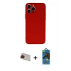 MARSİLYAN™- iPhone 13 Pro Max Kılıf Ahenk Serisi - Siyah 18D Cam Ekran Koruyucu + Rainbow Kamera Lens Koruma Cam - KI