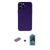 MARSİLYAN™- iPhone 13 Pro Max Kılıf Ahenk Serisi - Siyah 18D Cam Ekran Koruyucu + Renkli Kamera Lens Koruma Cam - MI