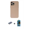 MARSİLYAN™- iPhone 13 Pro Max Kılıf Ahenk Serisi - Siyah 18D Cam Ekran Koruyucu + Renkli Kamera Lens Koruma Cam - YL