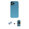 MARSİLYAN™- iPhone 13 Pro Max Kılıf Ahenk Serisi - Siyah 18D Cam Ekran Koruyucu + Shine Kamera Lens Koruma Cam - MI