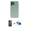 MARSİLYAN™- iPhone 13 Pro Max Kılıf Ahenk Serisi - Siyah 3D Antistatik Cam Ekran Koruyucu + Neon Fosforlu Kamera Lens - MI