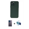 MARSİLYAN™- iPhone 13 Pro Max Kılıf Ahenk Serisi - Siyah 3D Antistatik Cam Ekran Koruyucu + Neon Fosforlu Kamera Lens - MI