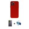MARSİLYAN™- iPhone 13 Pro Max Kılıf Ahenk Serisi - Siyah 3D Antistatik Cam Ekran Koruyucu + Neon Fosforlu Kamera Lens - YL
