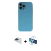 MARSİLYAN™- iPhone 13 Pro Max Kılıf Ahenk Serisi - Siyah 3D Antistatik Cam Ekran Koruyucu + Pers Alüminyum Kamera Lens - LT