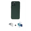 MARSİLYAN™- iPhone 13 Pro Max Kılıf Ahenk Serisi - Siyah 3D Antistatik Cam Ekran Koruyucu + Pers Alüminyum Kamera Lens - SABE