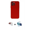 MARSİLYAN™- iPhone 13 Pro Max Kılıf Ahenk Serisi - Siyah 3D Antistatik Cam Ekran Koruyucu + Pers Alüminyum Kamera Lens - KI