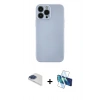 MARSİLYAN™- iPhone 13 Pro Max Kılıf Ahenk Serisi - Siyah 3D Antistatik Cam Ekran Koruyucu + Pers Alüminyum Kamera Lens - LT