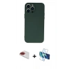 MARSİLYAN™- iPhone 13 Pro Max Kılıf Ahenk Serisi - Siyah 3D Antistatik Cam Ekran Koruyucu + Pers Alüminyum Kamera Lens - KI