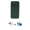 MARSİLYAN™- iPhone 13 Pro Max Kılıf Ahenk Serisi - Siyah 3D Antistatik Cam Ekran Koruyucu + Pers Alüminyum Kamera Lens - GD