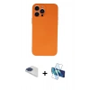 MARSİLYAN™- iPhone 13 Pro Max Kılıf Ahenk Serisi - Siyah 3D Antistatik Cam Ekran Koruyucu + Pers Alüminyum Kamera Lens - LT