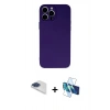 MARSİLYAN™- iPhone 13 Pro Max Kılıf Ahenk Serisi - Siyah 3D Antistatik Cam Ekran Koruyucu + Pers Alüminyum Kamera Lens - LT