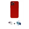 MARSİLYAN™- iPhone 13 Pro Max Kılıf Ahenk Serisi - Siyah 3D Antistatik Cam Ekran Koruyucu + Pers Alüminyum Kamera Lens - GI