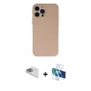 MARSİLYAN™- iPhone 13 Pro Max Kılıf Ahenk Serisi - Siyah 3D Antistatik Cam Ekran Koruyucu + Pers Alüminyum Kamera Lens - SABE
