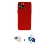 MARSİLYAN™- iPhone 13 Pro Max Kılıf Ahenk Serisi - Siyah 3D Antistatik Cam Ekran Koruyucu + Pers Alüminyum Kamera Lens - SABE