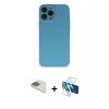 MARSİLYAN™- iPhone 13 Pro Max Kılıf Ahenk Serisi - Siyah 3D Antistatik Cam Ekran Koruyucu + Pers Alüminyum Kamera Lens - GD