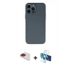MARSİLYAN™- iPhone 13 Pro Max Kılıf Ahenk Serisi - Siyah 3D Antistatik Cam Ekran Koruyucu + Pers Alüminyum Kamera Lens - KI