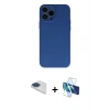 MARSİLYAN™- iPhone 13 Pro Max Kılıf Ahenk Serisi - Siyah 3D Antistatik Cam Ekran Koruyucu + Pers Alüminyum Kamera Lens - LT