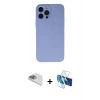 MARSİLYAN™- iPhone 13 Pro Max Kılıf Ahenk Serisi - Siyah 3D Antistatik Cam Ekran Koruyucu + Pers Alüminyum Kamera Lens - SABE
