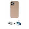 MARSİLYAN™- iPhone 13 Pro Max Kılıf Ahenk Serisi - Siyah 3D Antistatik Cam Ekran Koruyucu + Rainbow Kamera Lens Koruma Cam - MI