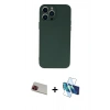 MARSİLYAN™- iPhone 13 Pro Max Kılıf Ahenk Serisi - Siyah 3D Antistatik Cam Ekran Koruyucu + Rainbow Kamera Lens Koruma Cam - KI
