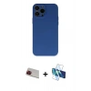 MARSİLYAN™- iPhone 13 Pro Max Kılıf Ahenk Serisi - Siyah 3D Antistatik Cam Ekran Koruyucu + Rainbow Kamera Lens Koruma Cam - KI