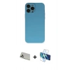 MARSİLYAN™- iPhone 13 Pro Max Kılıf Ahenk Serisi - Siyah 3D Antistatik Cam Ekran Koruyucu + Rainbow Kamera Lens Koruma Cam - BZ