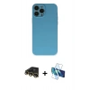 MARSİLYAN™- iPhone 13 Pro Max Kılıf Ahenk Serisi - Siyah 3D Antistatik Cam Ekran Koruyucu + Raze Metal Kamera Lens - GD