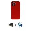 MARSİLYAN™- iPhone 13 Pro Max Kılıf Ahenk Serisi - Siyah 3D Antistatik Cam Ekran Koruyucu + Raze Metal Kamera Lens - GD