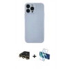 MARSİLYAN™- iPhone 13 Pro Max Kılıf Ahenk Serisi - Siyah 3D Antistatik Cam Ekran Koruyucu + Raze Metal Kamera Lens - GD