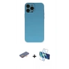 MARSİLYAN™- iPhone 13 Pro Max Kılıf Ahenk Serisi - Siyah 3D Antistatik Cam Ekran Koruyucu + Renkli Kamera Lens Koruma Cam - TU