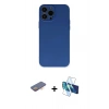 MARSİLYAN™- iPhone 13 Pro Max Kılıf Ahenk Serisi - Siyah 3D Antistatik Cam Ekran Koruyucu + Renkli Kamera Lens Koruma Cam - TU