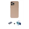MARSİLYAN™- iPhone 13 Pro Max Kılıf Ahenk Serisi - Siyah 3D Antistatik Cam Ekran Koruyucu + Renkli Kamera Lens Koruma Cam - MI