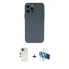 MARSİLYAN™- iPhone 13 Pro Max Kılıf Ahenk Serisi - Siyah 3D Antistatik Cam Ekran Koruyucu + Shine Kamera Lens - GD