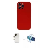 MARSİLYAN™- iPhone 13 Pro Max Kılıf Ahenk Serisi - Siyah 3D Antistatik Cam Ekran Koruyucu + Shine Kamera Lens - GD