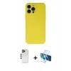 MARSİLYAN™- iPhone 13 Pro Max Kılıf Ahenk Serisi - Siyah 3D Antistatik Cam Ekran Koruyucu + Shine Kamera Lens - GD