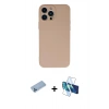 MARSİLYAN™- iPhone 13 Pro Max Kılıf Ahenk Serisi - Siyah 3D Antistatik Cam Ekran Koruyucu + Shine Kamera Lens Koruma Cam - MI