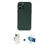 MARSİLYAN™- iPhone 13 Pro Max Kılıf Ahenk Serisi - Siyah 3D Antistatik Cam Ekran Koruyucu + Shine Kamera Lens - GD