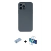 MARSİLYAN™- iPhone 13 Pro Max Kılıf Ahenk Serisi - Siyah 3D Antistatik Cam Ekran Koruyucu + Shine Kamera Lens Koruma Cam - MI