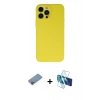 MARSİLYAN™- iPhone 13 Pro Max Kılıf Ahenk Serisi - Siyah 3D Antistatik Cam Ekran Koruyucu + Shine Kamera Lens Koruma Cam - PE